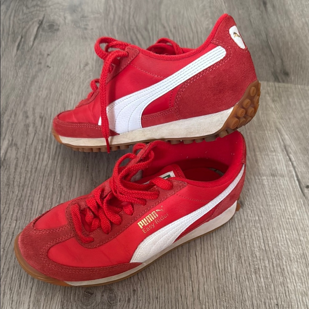 Puma Red and White Sneakers